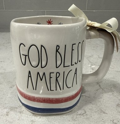 GOD BLESS AMERICA Rae Dunn Patriotic 19oz Mug USA 250 ANNIVERSARY July 4th NEW