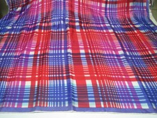 VTG Echo Silk Scarf PURPLE/RED/BLUE PLAID HANDROLLED Made in Japan 27X27" SIGNED