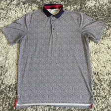 Greyson Polo Golf Shirt Mens L Relaxed Fit Wicking Performance Purple Wolf Print