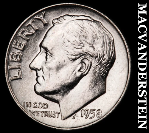 1958-D Silver Roosevelt Dime - Choice Gem Brilliant Unc  Lustrous  #i1006