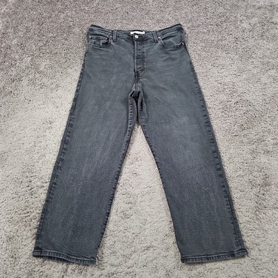 Levis Jeans Womens 32 Gray Ribcage Straight Ankle Button Fly Stretch Denim 30x26