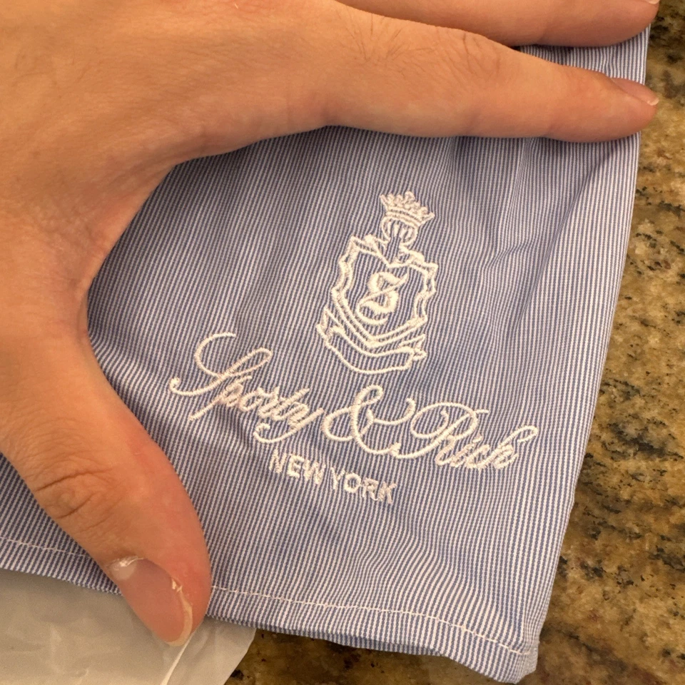 Sporty & Rich Light Blue Striped Vendome Mini Boxer Short Small - Image 3 of 3