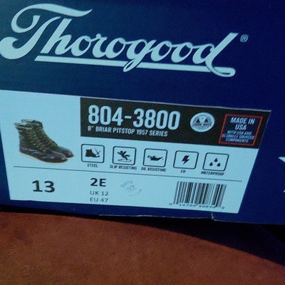 Thorogood 8'' Briar Pitstop Steel Toe Waterproof Work Boots Size 13 2E