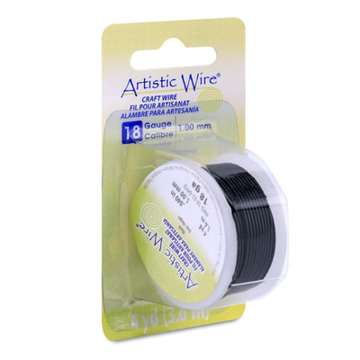 , 18 Gauge Tarnish Resistant Colored Copper Craft Wire, Black, 4 Yd