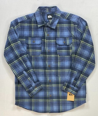 Boy's Youth Quiksilver Long Sleeve Corduroy Plaid Shirt NEW