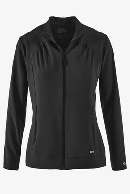 BARCO ONE WOMEN SCRUB JACKET ZIPPER FRONT IN BLACK IN ALL SIZES STYLE # 5405 NWT