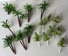 Vtg Lot of 16 Artificial Plastic Palm Tree Pine Tree Cake Toppers Craft Figures