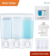 Clear Choice 3-Chamber Shower Dispenser Vinyl Resin Wall Mount White