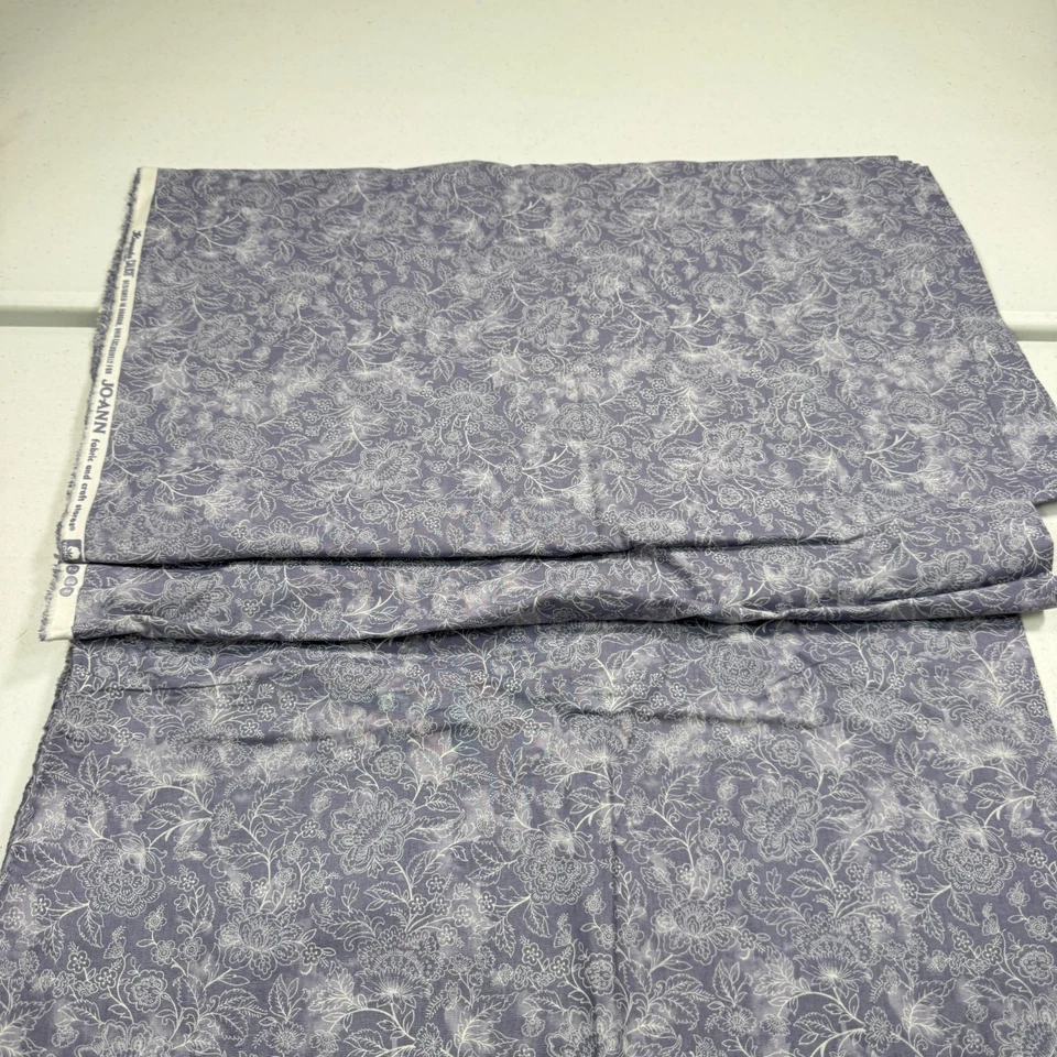 tecido joann cinza roxo vaso sanitário floral acolchoado algodão 43x145 4 jardas calico - Imagem 4 de 4
