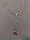 Vintage Gold Sand Stone 12K Gold Filled Pendant With Gold Tone Chain Stamped SO. — photo 1