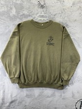 USMC Marines Military Olive Drab Green Sweatshirt Long Sleeve USA Made Men  s XL