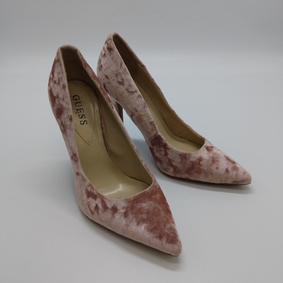 Womens Guess Blush Pink Velvet Heels Pointed Toe Court Shoes Size  Designer UK