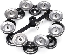 5.5 Inch Black Mountable Cymbal Hi-Hat Tambourine with Double Row Stainless S...