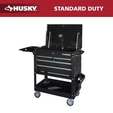 US Tool Storage 33 In. W Mechanics Cart With Extended Side Table And Bottle Tray