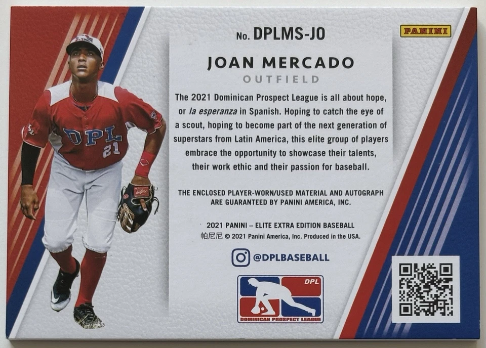 2021 Elite Extra Edition DPL JOAN MERCADO Rookie Patch Auto #DPLMS-JO - Image 2 of 2