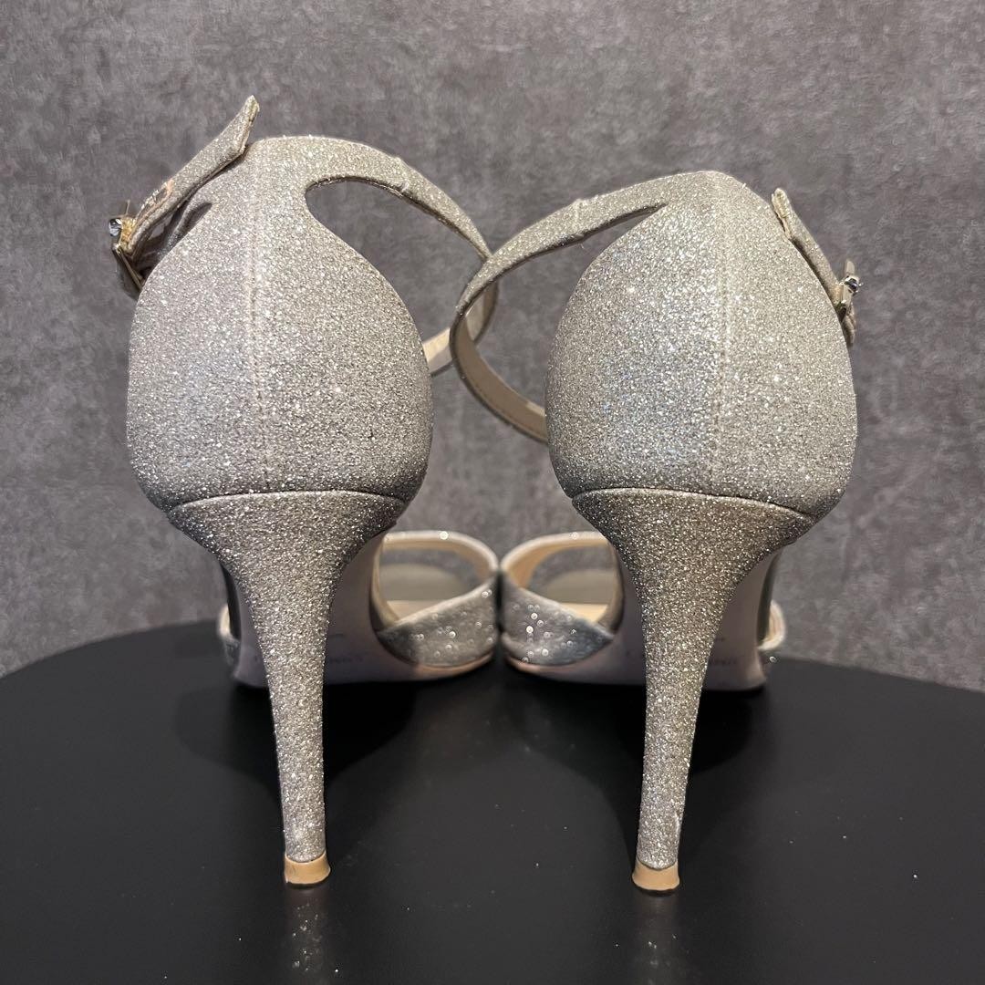 APL Jimmy Choo Mules sandali tacco glitter argento EU36 5 US6 5 83483c