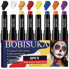 8PCS Face Body Paint Stick, Oil Based Face Painting Kit for Halloween Clown Mons
