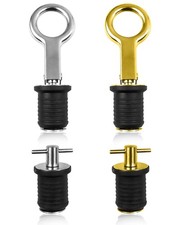 4 Pcs Boat Drain Plug 1 Inch, Brass Stainless Steel Snap Handle and T-Handle ...