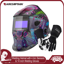 ARCCAPTAIN Welding Helmet Auto Darkening True Color Arc Tig Mig  Welding Gloves