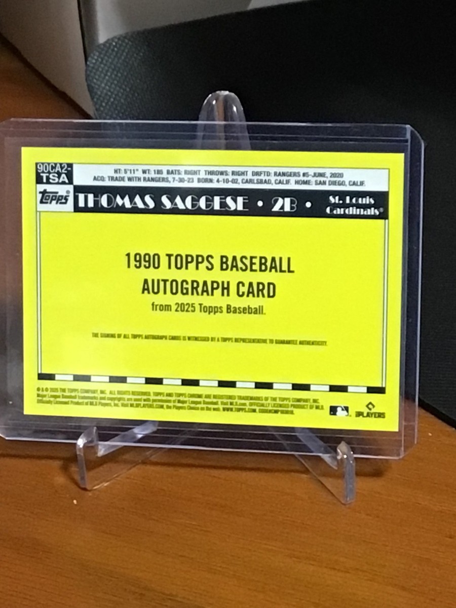 2025 Topps Series 2 Thomas Saggese 1990 Mojo Auto RC Cardinals