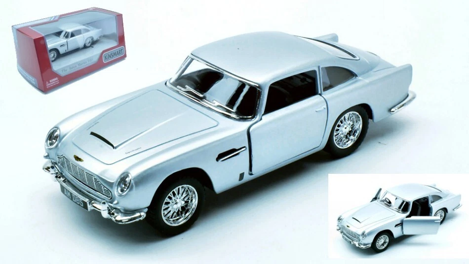 MODELLINO AUTO STATICO KINSMART ASTON MARTIN DB5 SILVER CM 12 BOX - Immagine 3 di 4