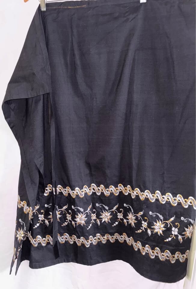 Black Embroidered Wrap Around Skirt Cotton