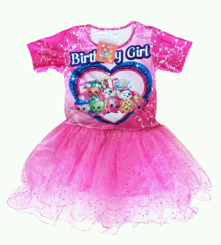 shopkins birthday dress Glittery Sparkly Shopkins Tutu Birthday Girl Print Pink Party Dress sizes  6-12