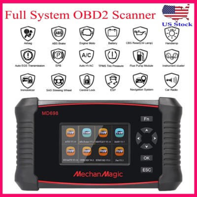 2024 Automotive MD698 OBD2 Scanner Full System Car Diagnostic Tool TPMS DPF
