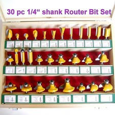 30 pc 1/4" Shank Carbide tipped Router Bit Set S