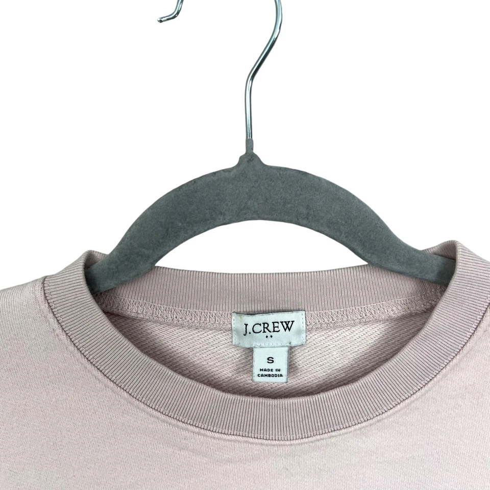 J. Crew Womens Sweatshirt Crew Neck Striped Hem Stretch Blue White Pink Sz S - Image 3 of 4