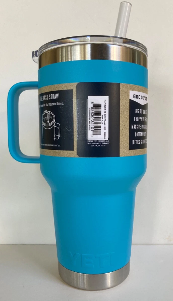 YETI 35 oz mug REEF BLUE STRAW LID Rambler Mug Cup With Handle Limited  Edition