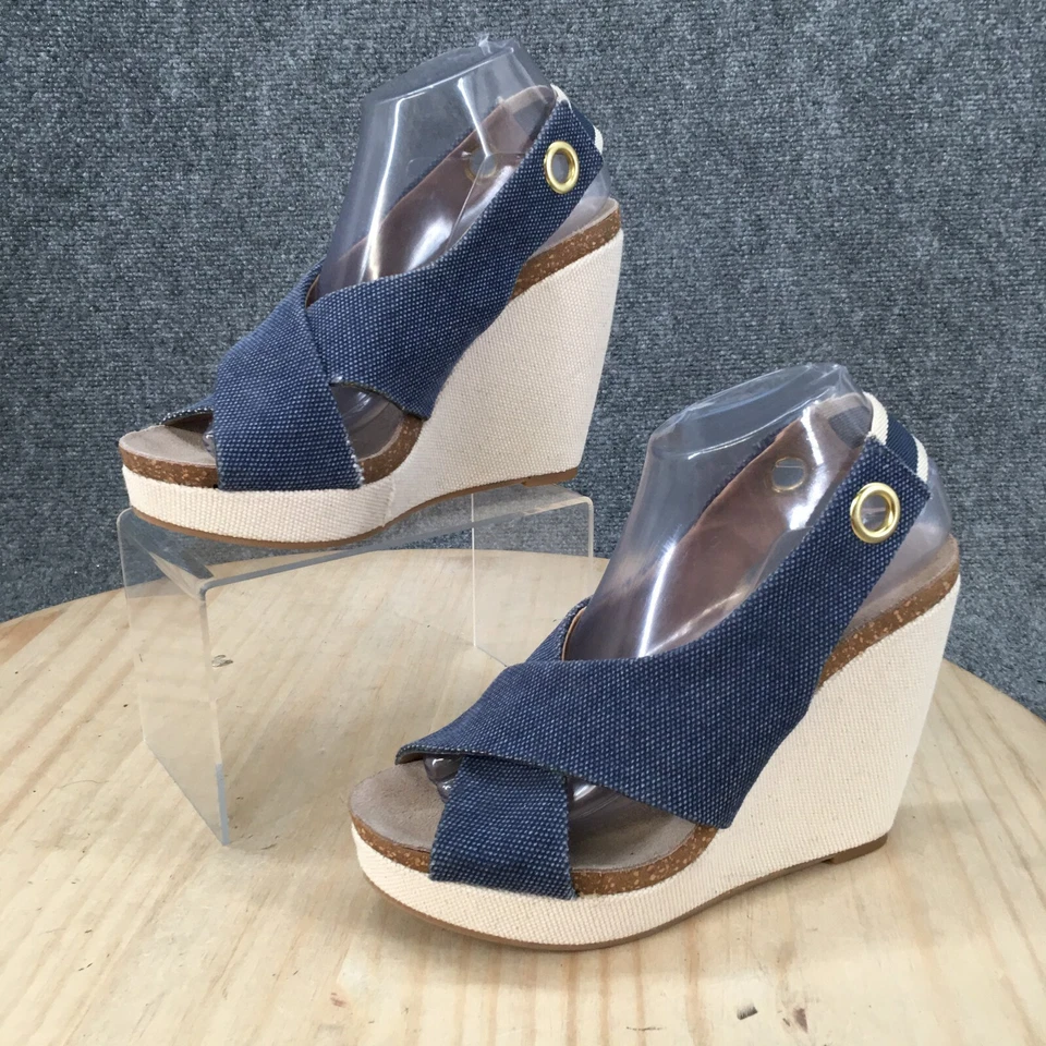 Splendid Heels Womens 9 M Slingback Platform Blue Slip On Wedge Casual Comfort - Image 2 of 4