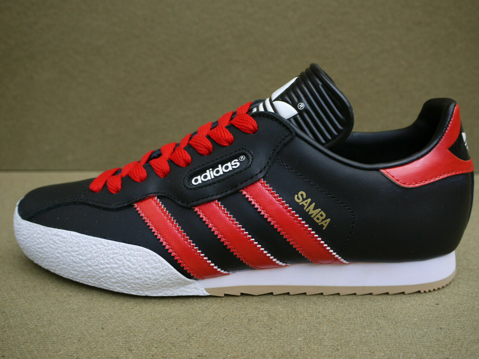 Adidas Samba Super Black Leather CUSTOM Metallic Red Stripes (UK 10) | eBay