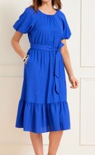 Talbots Women's Fit & Flare Puff-Sleeve Seersucker Dress 3X Petite New #39