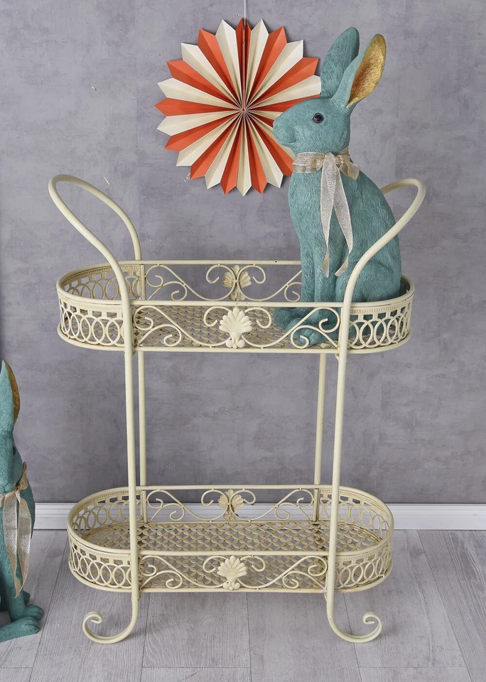 Whatnot Serving Cart Flower Stairs Metal Shelf Side Table Vintage Flower Stand - Image 2 of 4