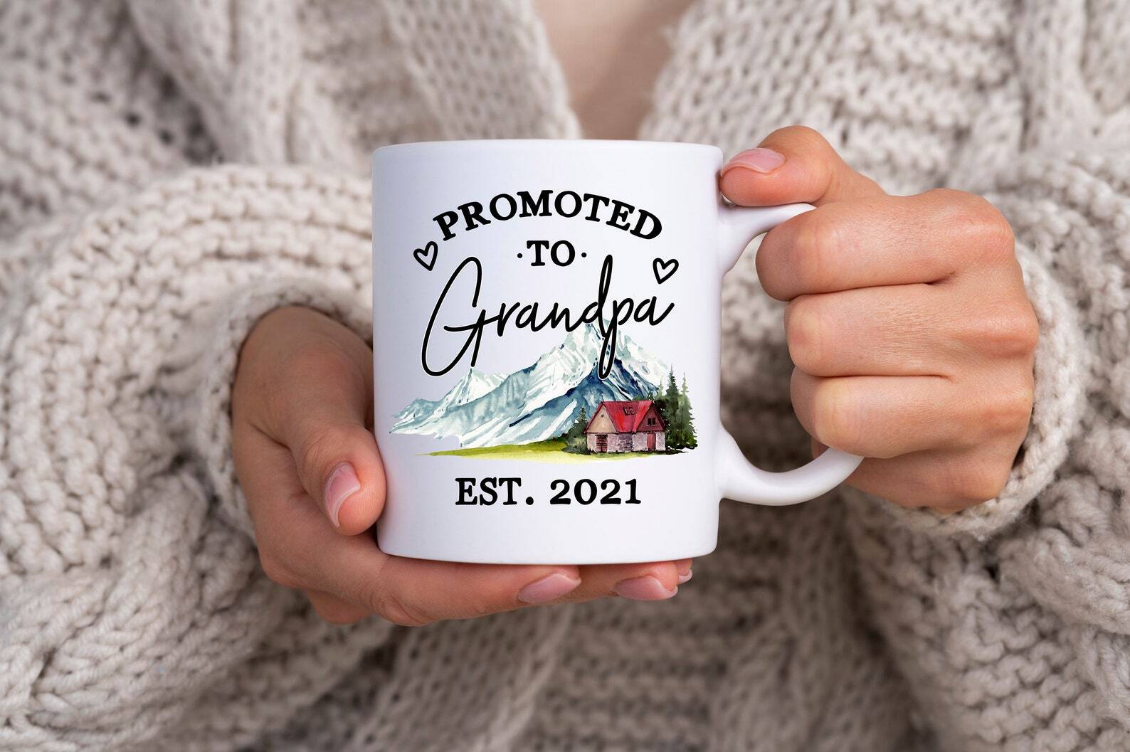 Promoted To Grandpa New Grandparent Gift Pregnancy Reveal Mug Grandpa Coffee Mug