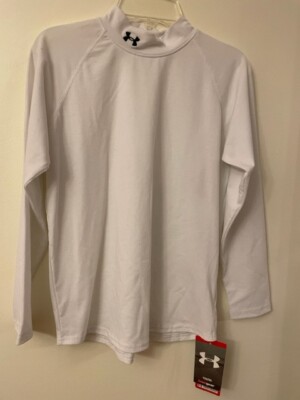 Under armour youth heat Gear Boys long sleeve UA Tech White shirt L NWT 