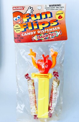 Vintage 1994 Alberts FUN FLIPS Candy PEZ LIKE Dispenser Container APPLE Kid NEON