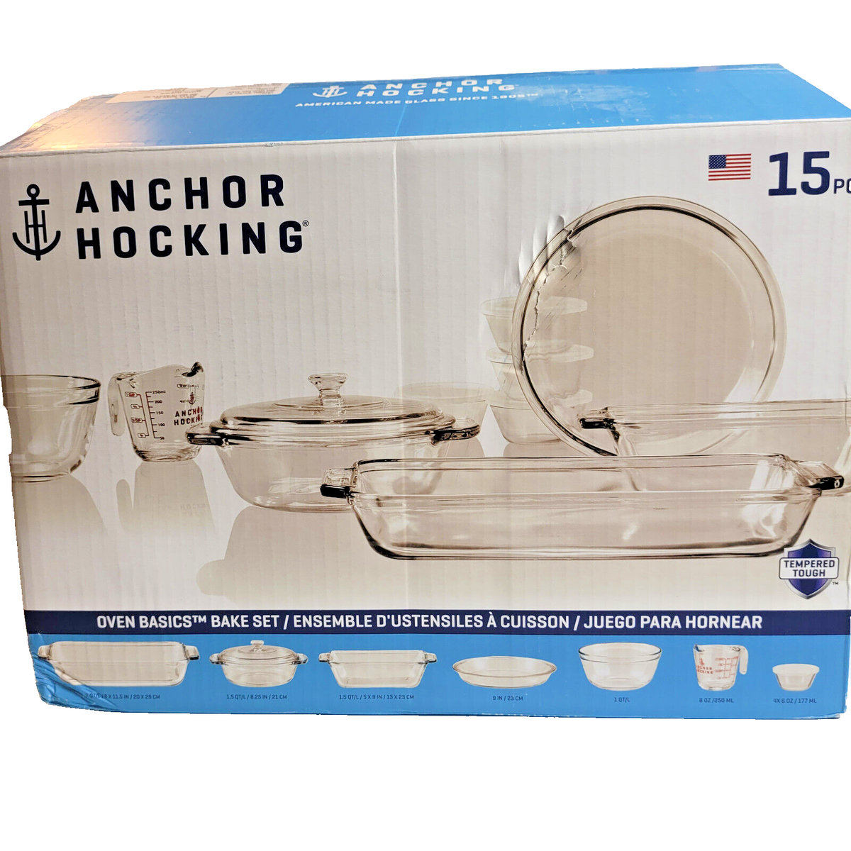 15 Piece Anchor Hocking Glass Bakeware Anchor Hocking 4-Piece