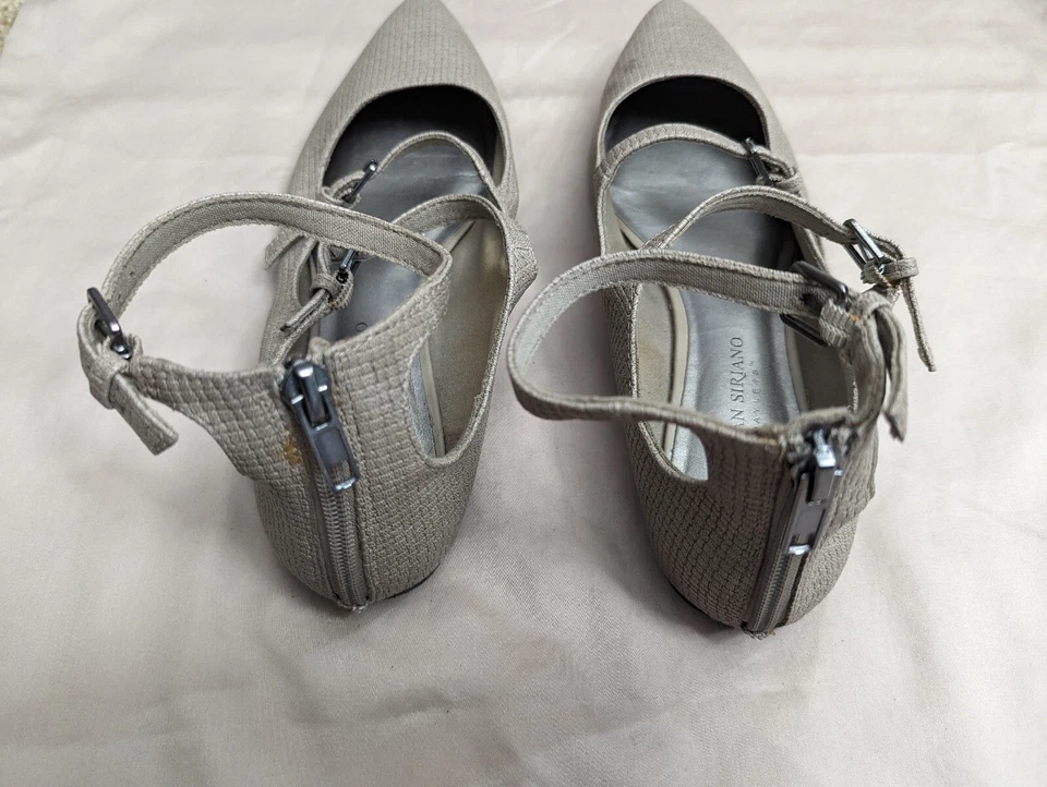 Christian Siriano Women Size 7W Brown  Slip On Pointed Toe Flat Strapped Sandals - Image 2 of 4