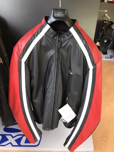 GIACCA MOTO IN PELLE AXO KW5 EVO LEATHER JACKET BLACK/RED TG. XXL | eBay