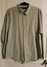 Chaps Sage Green Yellow Blue White Stripes Wrinkle Free XL Men's Dress Shirt...