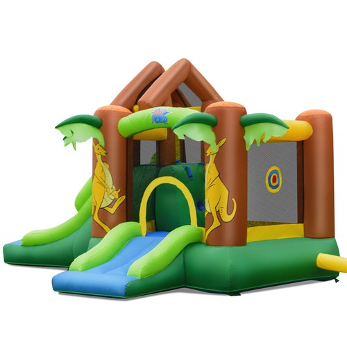 Inflatable Jungle Bounce House w/ Dual Slides Climbing Wall Jumping Area - Picture 5 of 10