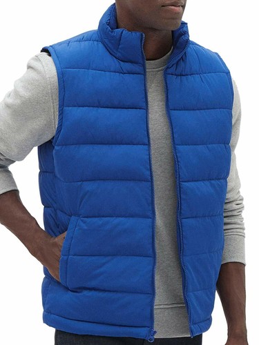 blue puffer vest
