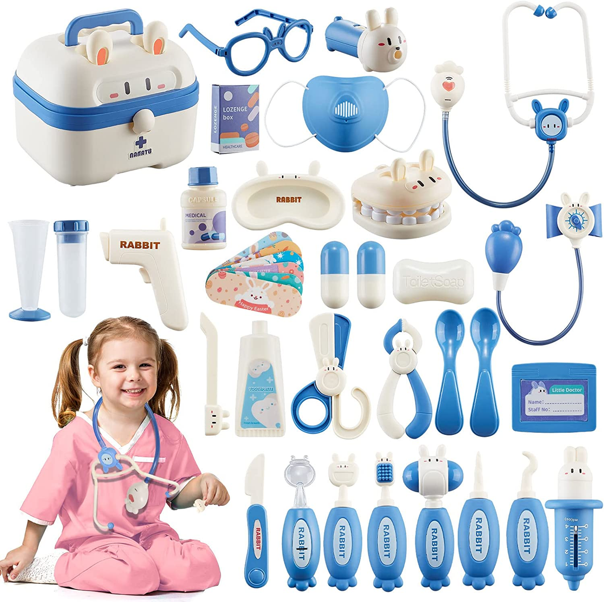 43PCS Kids Doctor Kit Toy,Pretend Play Doctor Set for Toddlers