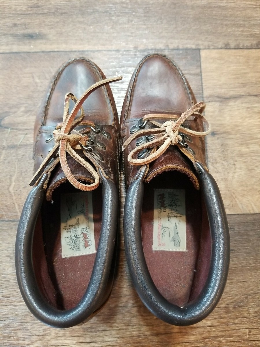 Men\'s HH Brown WATERMOCS Brown Leather Moc Toe Lace Up Ankle Boots Hiker Outdoor Vintage HHB Brown Leather Ankle Boots Watermocs Moc Toe Lace  main image 3
