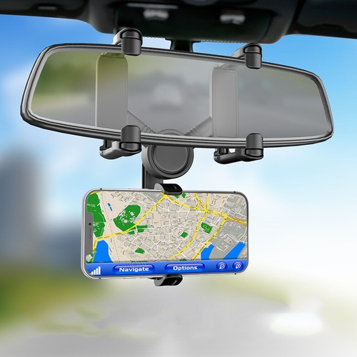 Support universel 360 rotation voiture rétroviseur support GPS téléphone portable US - Photo 4 sur 12