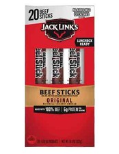 Jack Link's Beef Sticks Original 0.92 Ounce 6g Protein Snack 100 Beef 20 Count