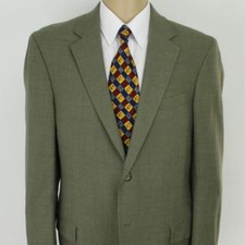 42 R 43 Lands End Brown Gray Pure Wool 2Btn Mens Jacket Sport Coat Blazer Mint