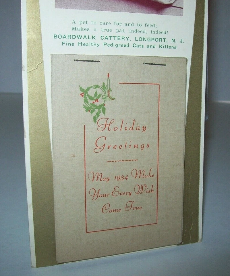 Longport New Jersey Boardwalk Cattery 1934 Holiday Calendar Siamese Cats Kittens - Image 3 of 4